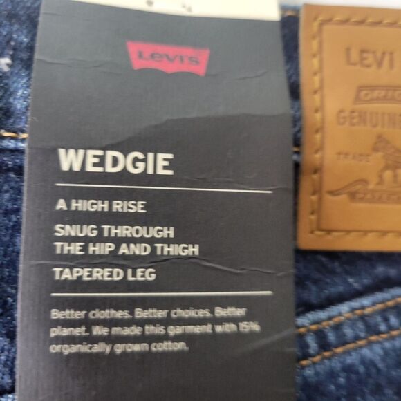 $90 NEW LEVI'S WEDGIE HIGH RISE DARK WASH COTTON JEANS 27 NWT - Picture 11 of 14